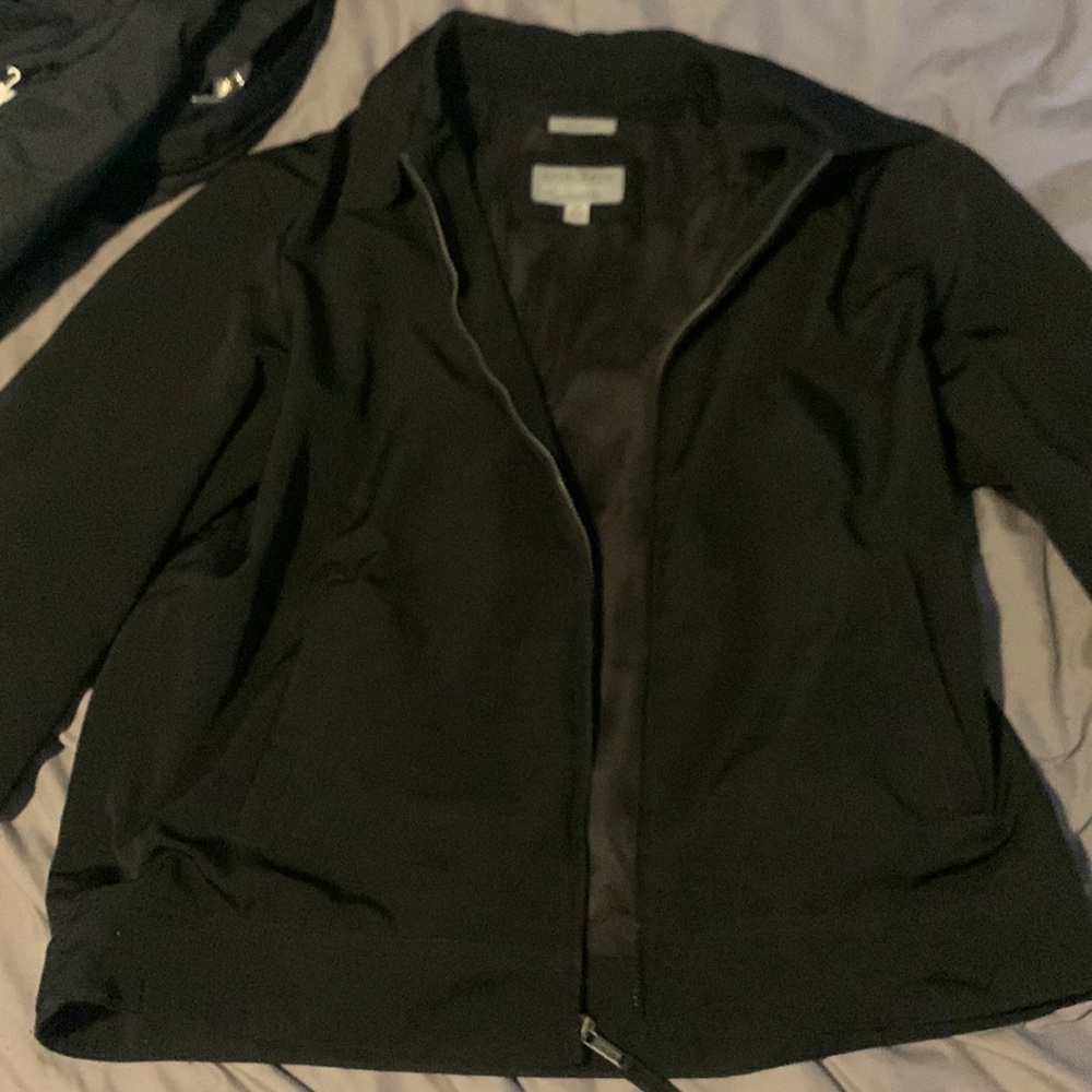 Concepts By Claiborne zip up poly tech sweater Large black - Picture 1 of 4